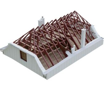 3D BIM model roof wooden construction