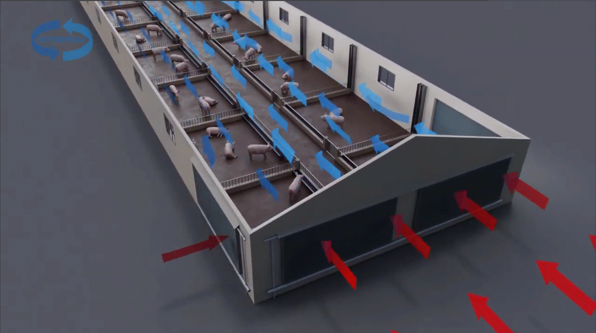 3D Produktanimation der Verbundwerkstoff Ventilatoren für Schweinezucht
