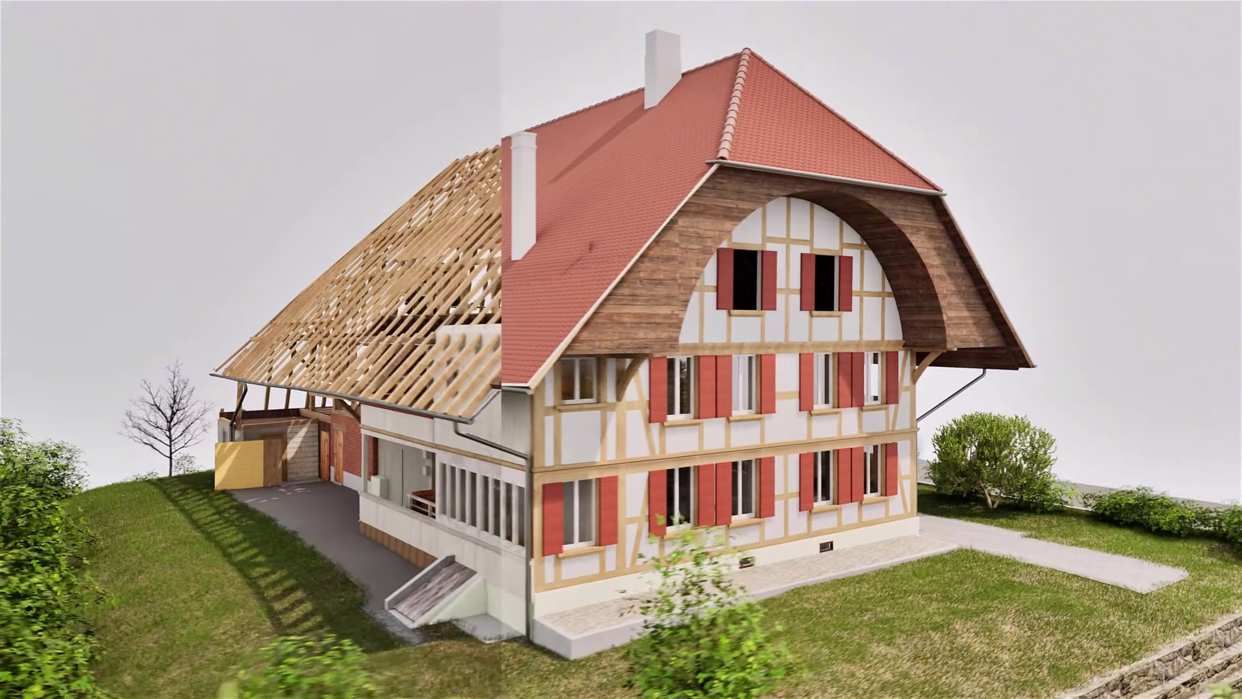 Bauernhaus mit Holzbalken 3D Archicad