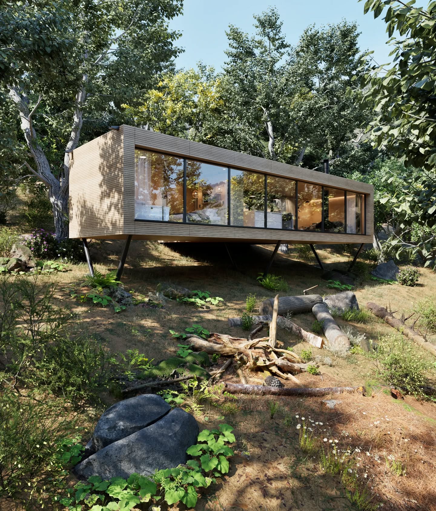 3D-Visualization Unique Homes Surrounded by Nature