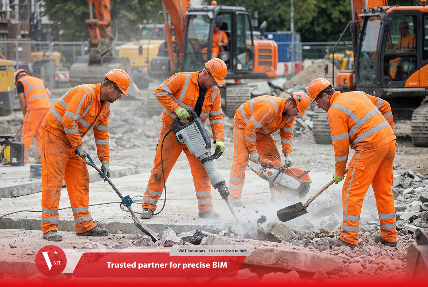 Pause nearby machinery (hammer drills, forklifts, jackhammers)