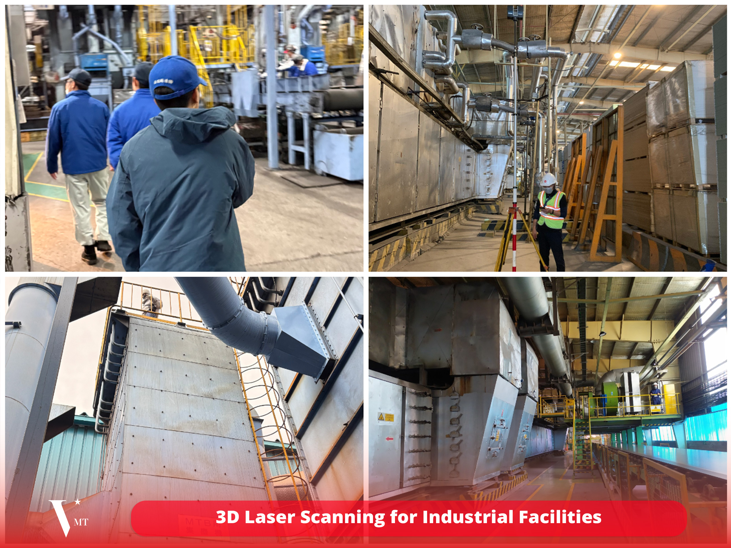 Setting up a 3D laser scanner in an industrial plant