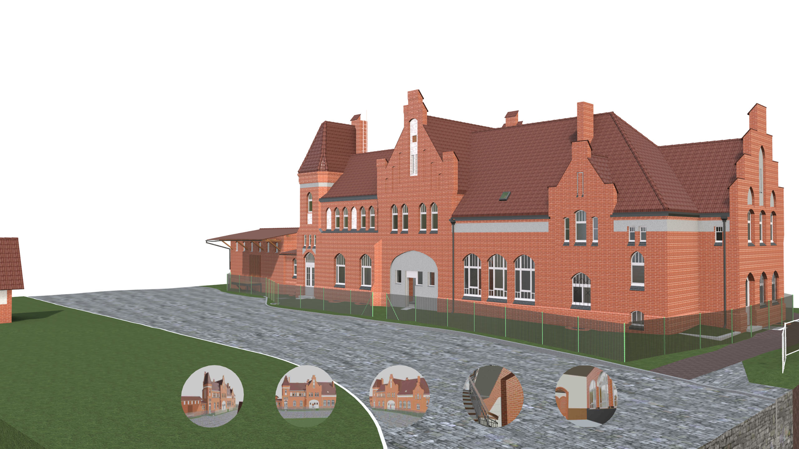 Detail eines nativen BIM-Modells eines historischen Gebäudes mit unregelmäßiger Geometrie