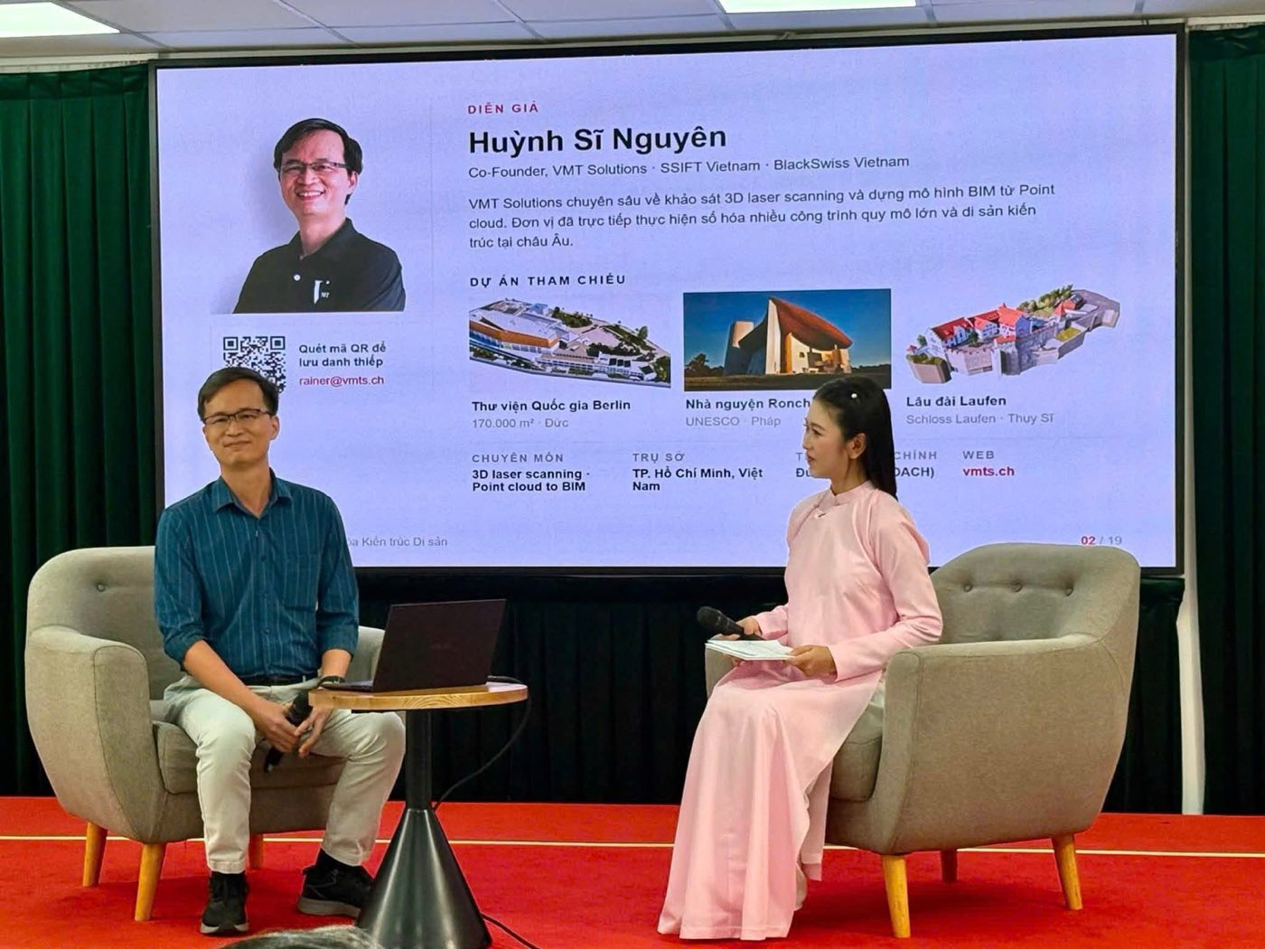 Referent Huynh Si Nguyen von VMT Solutions stellt Referenzprojekte in Berlin, Ronchamp und Laufen vor
