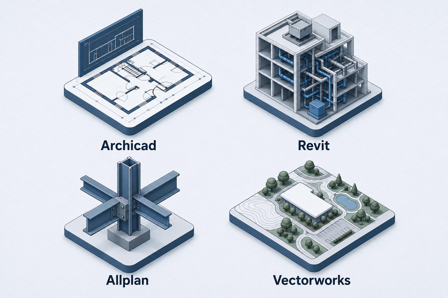 Software-Vergleich für Scan-to-BIM: Archicad, Revit, Allplan und Vectorworks
