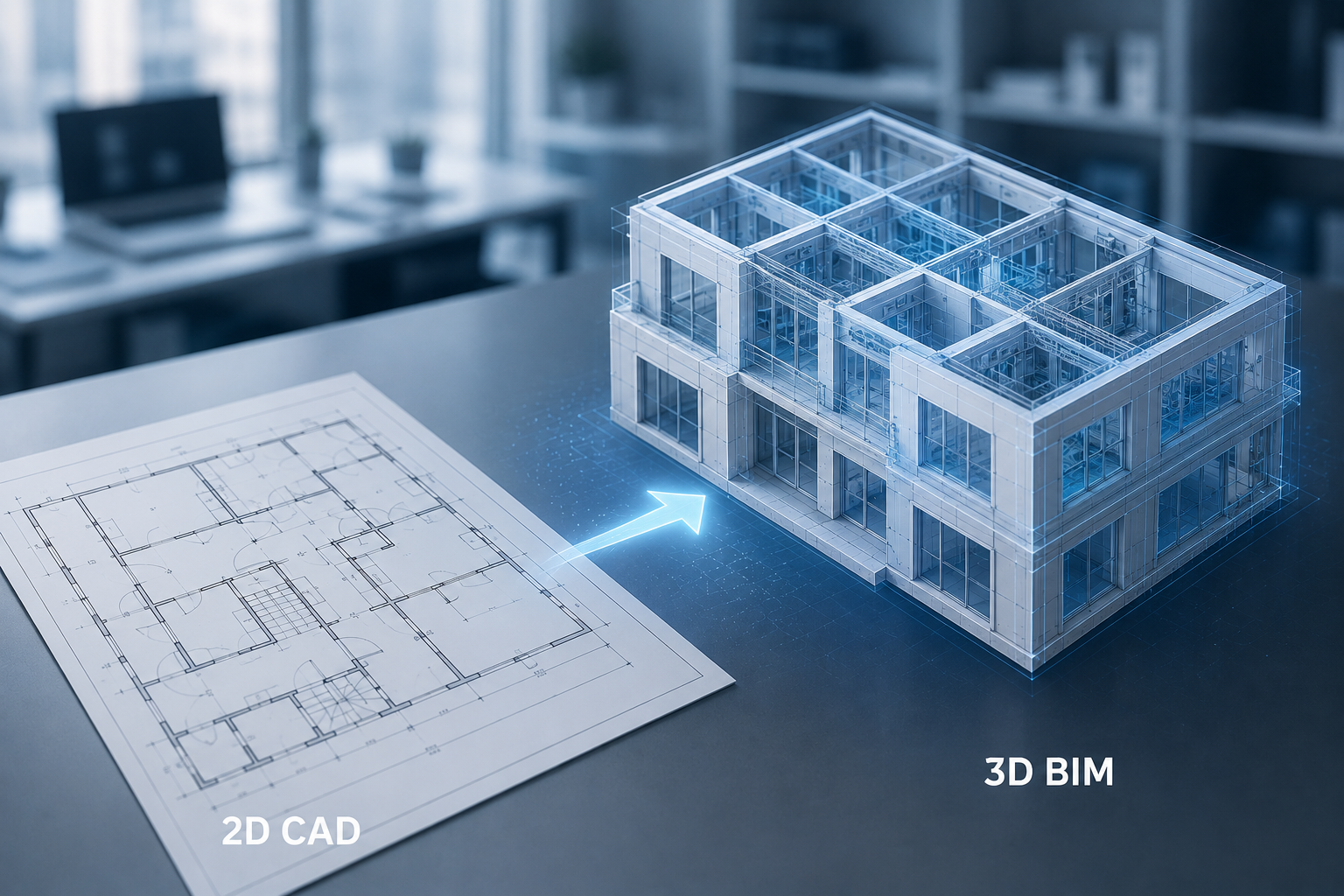 Scan-to-BIM vs Scan-to-CAD: 2D CAD Plan wird zu 3D BIM Modell