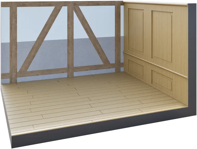 Dieselbe Wand modelliert in LOD 400: fertigungsrelevante Detailgeometrie