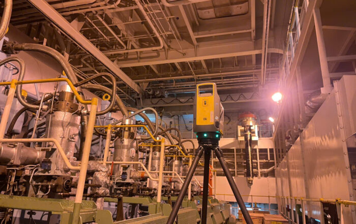 Engine room 3D laser scanning survey on board a vessel at a Vietnamese port