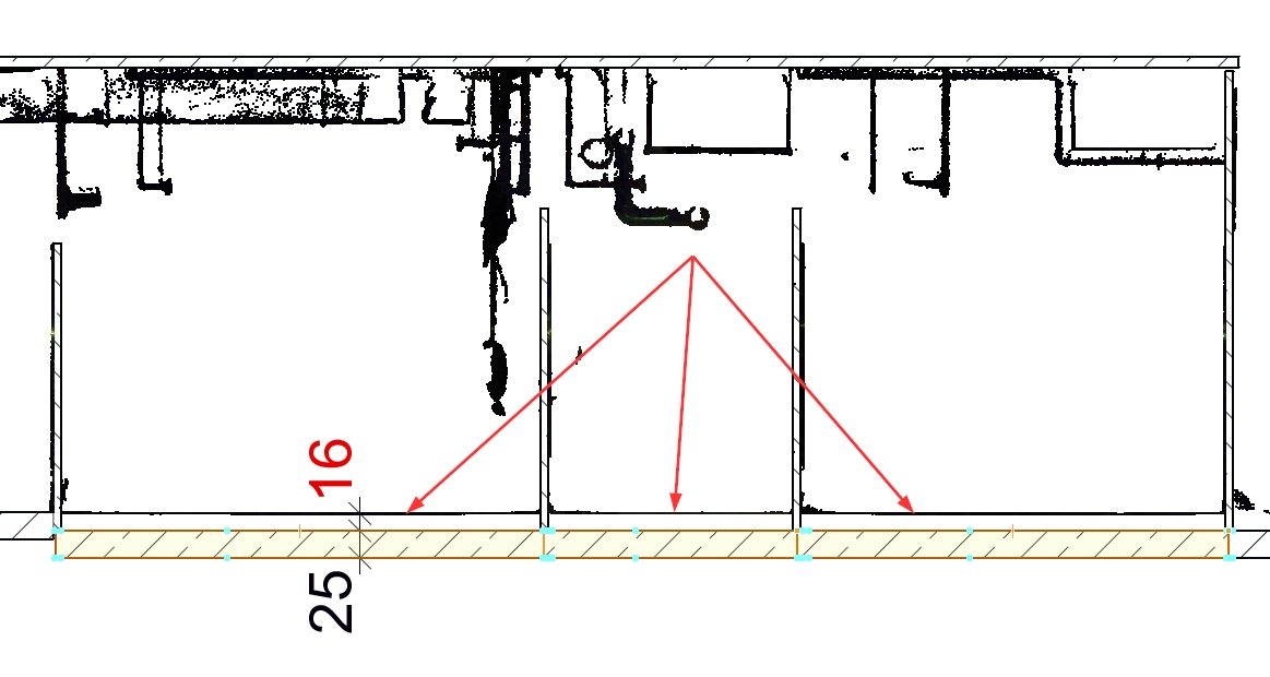 Abweichung der Fußbodenhöhe von 16 cm zwischen BIM-Modell und Punktwolke