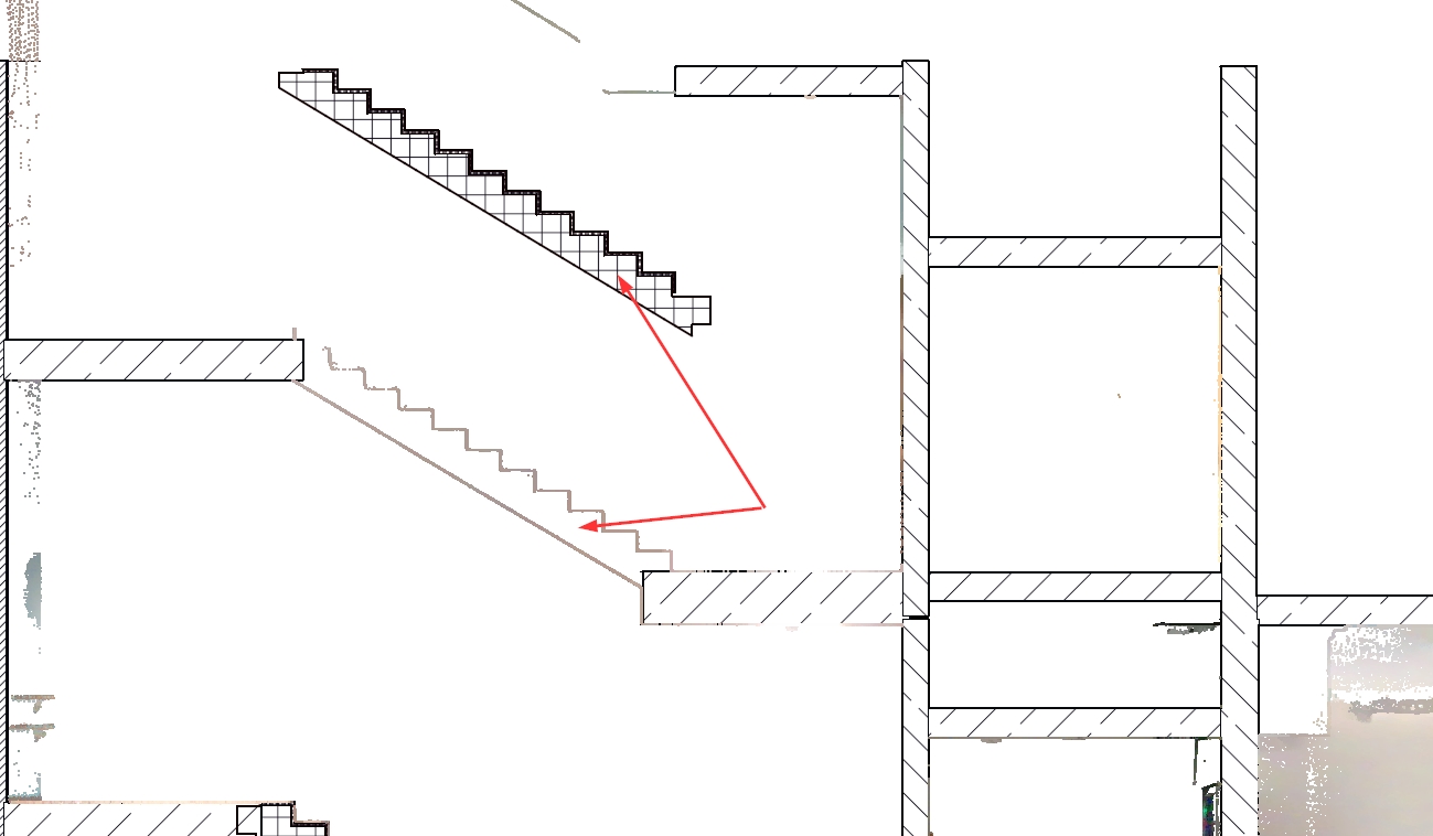 Abgleich BIM-Modell mit Punktwolke: Treppe an falscher Position modelliert